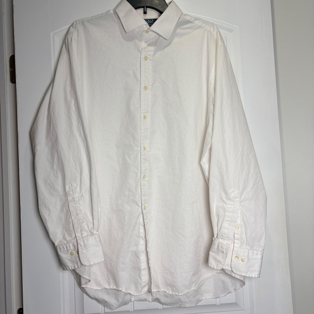 Polo Ralph Lauren Button Down Mens 18 34/35 White Regent Custom Fit Dress Shirt